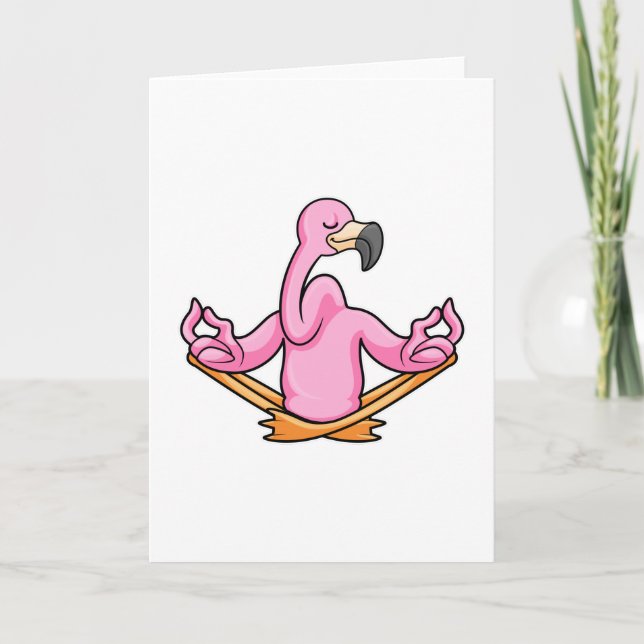 Carte Flamant rose à Yoga en Jambes croisées (Devant)