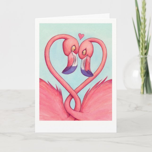Carte Flamant rose Amour ! (Devant)