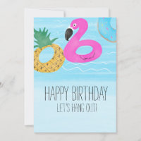 Flamant Rose Aquarelle Anniversaire Amie Piscine T