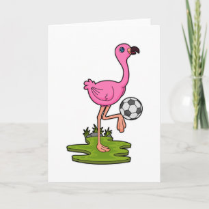 Carte Flamant rose comme joueur de football avec Soccer