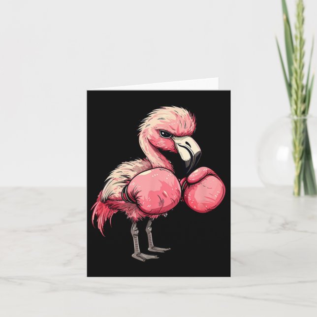 Carte Flamant rose De Boxe Drôle Avec Gants Roses Enfant (Devant)