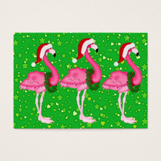 Carte Flamant rose de fermeture de Noël / étiquett (Devant)