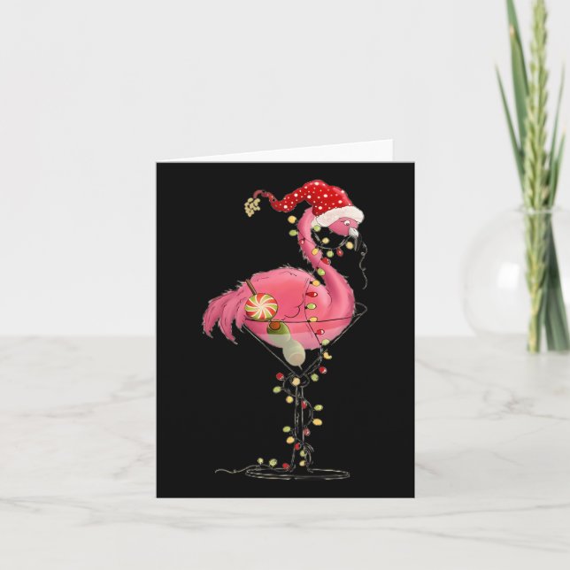 Carte Flamant rose De Noël À Martini Gl Pour Tropical Ho (Devant)