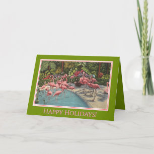 Carte Flamant rose de vacances tropical