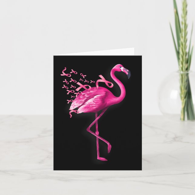 Carte Flamant rose d'oiseaux roses Sensibilisation au ca (Devant)