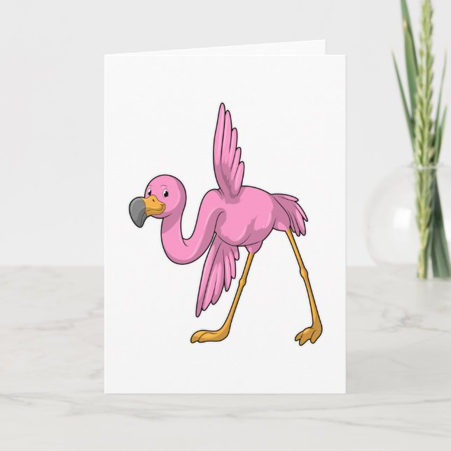 Carte Flamant rose faisant un exercice de yoga (Devant)