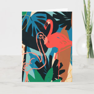 Carte Flamant rose funky