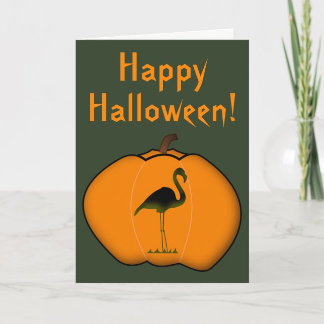 Carte Flamant rose idiot Halloween Jack-o'-Lantern Citro (Devant)
