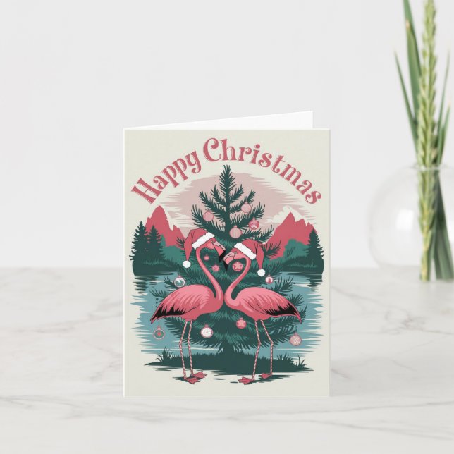 Carte Flamant rose Joyeux Noël (Devant)