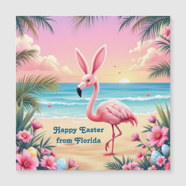 Carte Flamant Rose Lapin de Pâques (Devant)