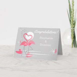Carte Flamant rose Love Side Félicitations Noms texte gr