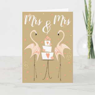 Carte Flamant rose Mariage Mme & Mme Texte