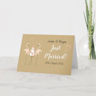 Carte Flamant rose Mariage Noms juste marié Date paysage
