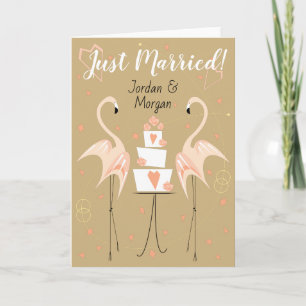 Carte Flamant rose Mariage Noms Mariés