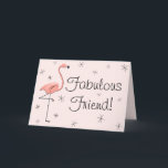 Carte Flamant rose Pink Fabulous Friend!<br><div class="desc">Design inspiré du milieu du siècle avec une touche rétro avec un flamant rose et des étoiles sur un arrière - plan rose pâle. Un design personnalisable pour personnaliser avec votre propre texte,  images et idées. Image d'art numérique originale créée par Jess Perry sur QuirkyChic Retro.</div>