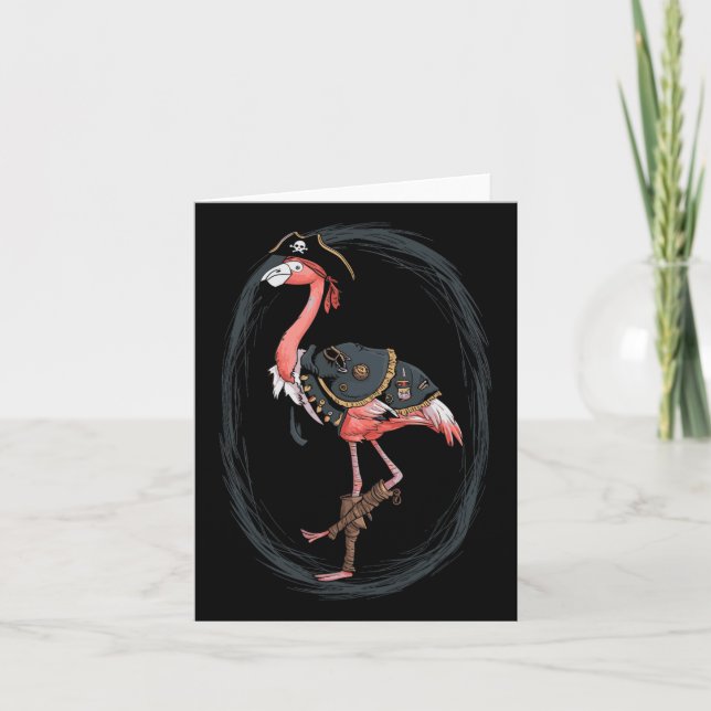 Carte Flamant rose Pirate drôle Idée de costume d'Hallow (Devant)