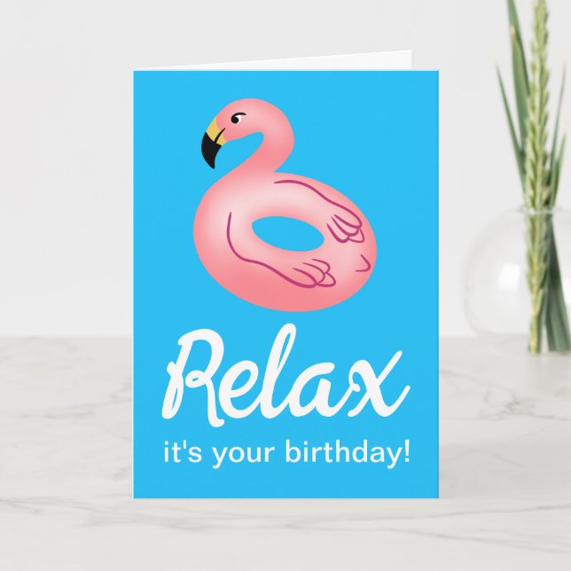 Carte Flamant rose Pool Float Détendez-vous c'est votre  (Devant)