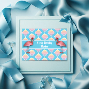 Carte Flamant rose Quatrefoil anniversaire