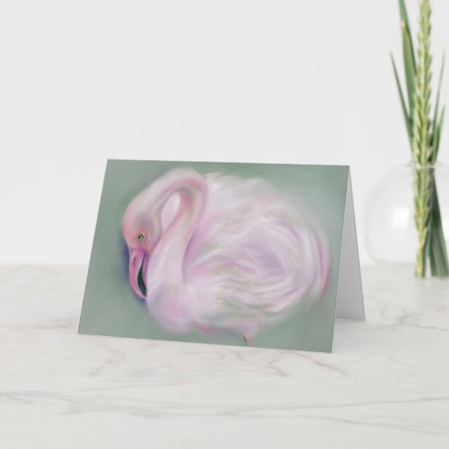 Carte Flamant rose rose doux Anniversaire personnalisé (Devant)