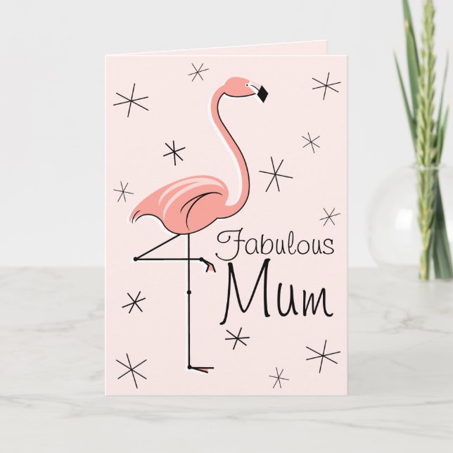 Carte Flamant rose Rose Fabuleux Fabuleux Fête de mère l (Devant)