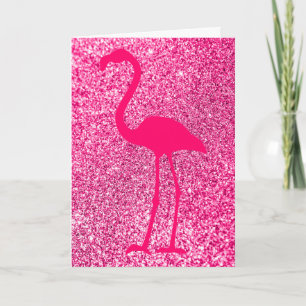 Carte Flamant rose rose Parties scintillant Joyeux anniv