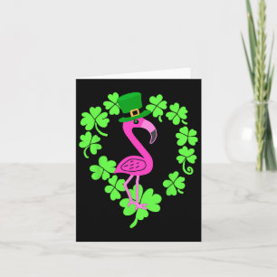 Carte Flamant rose Shamrock Jour de la Saint Patrick ani