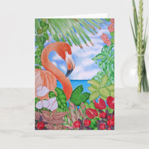 Carte Flamant rose tropical