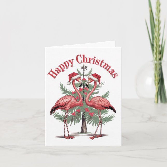 Carte Flamants roses Joyeux Noël été (Devant)