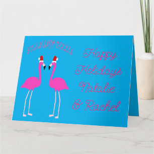 Carte Flamants Roses Lesbiennes de Noël Belles Flamants 