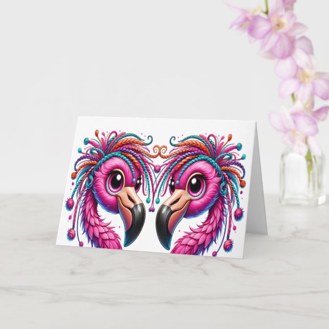 Carte Flamants roses précieux et extravagants (Orchidée)