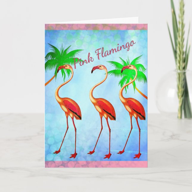 Carte Flamants roses roses funky heureux anniversaire (Devant)