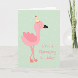Carte Flamazing Fille Flamant rose d'anniversaire Aquare