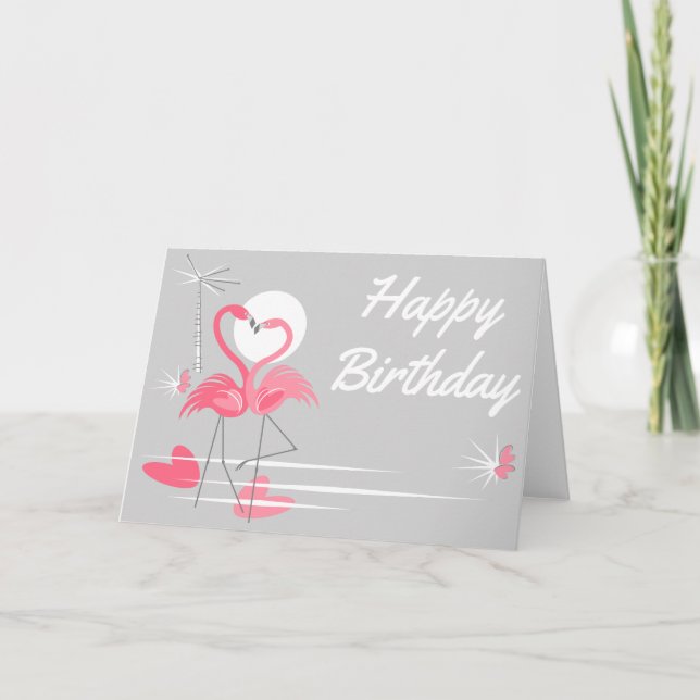 Carte Flamingo Amour Côté Joyeux Anniversaire (Devant)