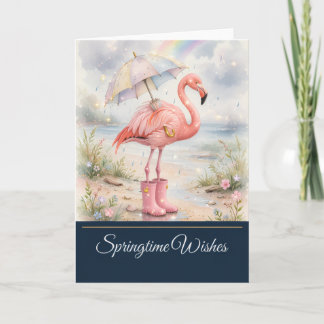 Carte Flamingo Avril Showers - Vœux de printemps
