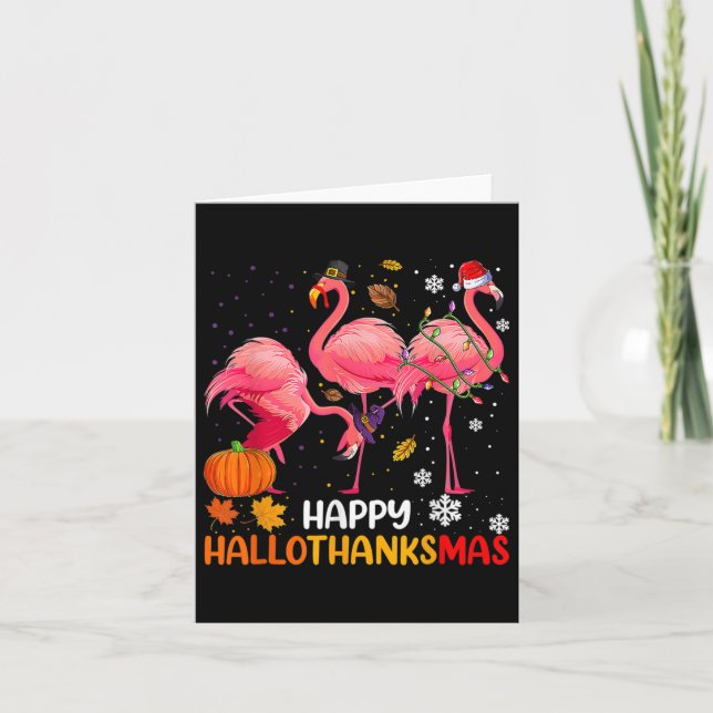 Carte Flamingo de Hallothanksmas heureux  (Devant)
