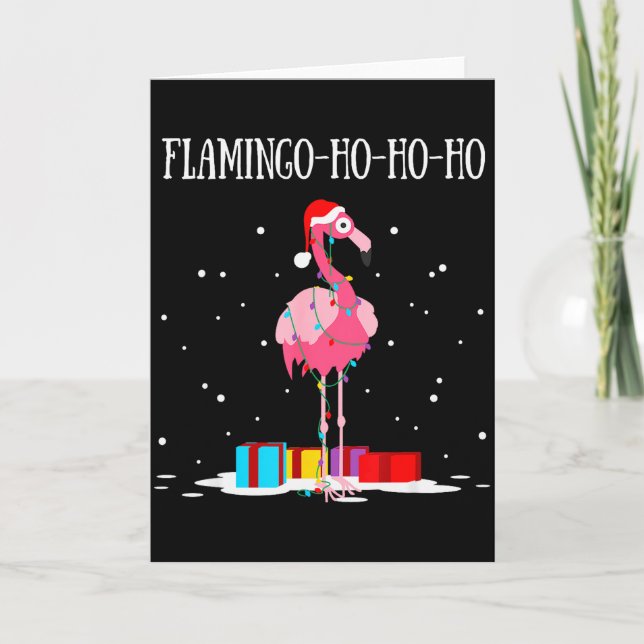 Carte Flamingo Ho Ho Ho Nk Christmas Tree Lights Chain X (Devant)