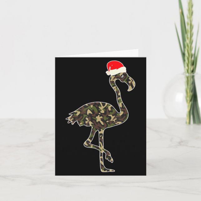 Carte Flamingo Lover Christmas Santa Hat Camouflage Illu (Devant)