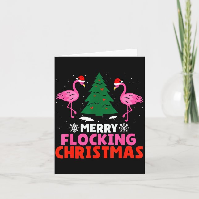 Carte Flamingo Merry Flocking Christmas Funny Xmas Men W (Devant)