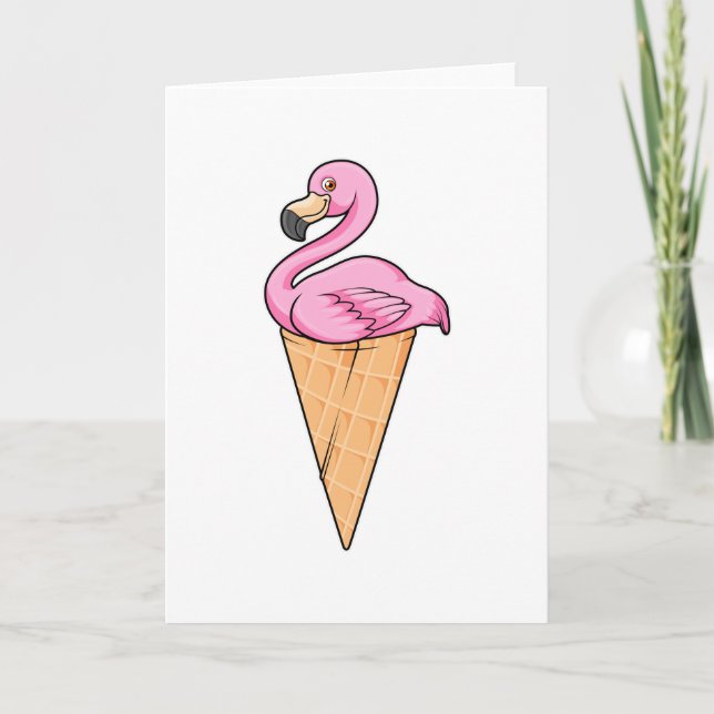 Carte Flamingo with Waffle of Ice cream (Devant)