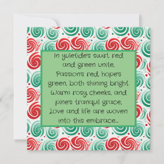 Carte Flamme de Noël rouge, vert et blanc
