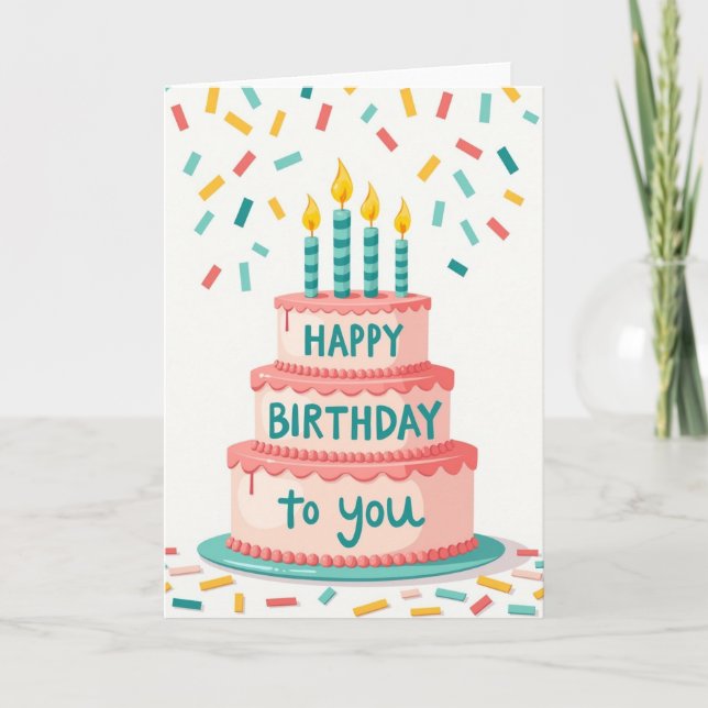 Carte Flammes de Gâteau d'Anniversaire Sucré (Devant)