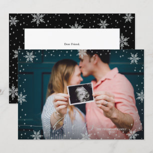 Carte Flammes de neige argentées Salutations de Noël pho