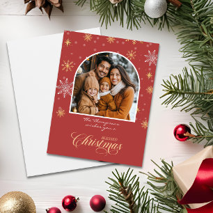 Carte Flammes de neige d'hiver modernes Photo Noël rouge