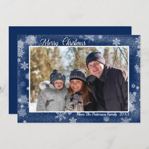 Carte Flammes de neige sur Blue Merry Christmas Photo
