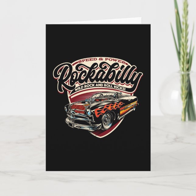 Carte Flammes de vitesse Rockabilly Hotrod - neg (Devant)