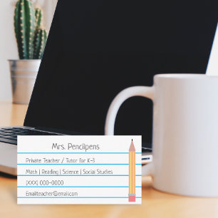 Carte flashcard personnalisée du tuteur privé