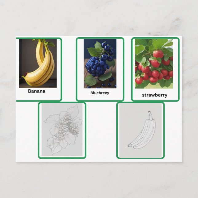 carte flashcards de fruits enfants et adultes (Devant)