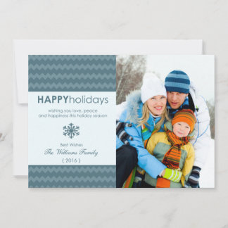 Carte Flat de Fête Blue Chevron