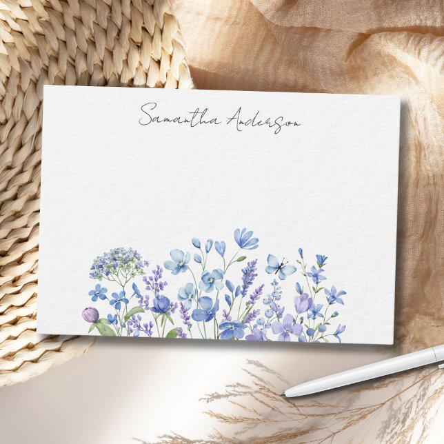 Carte Flat Personnalisée Fleur sauvage Bleu (Créateur téléchargé)