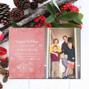 Carte Flat photo de vacances Red Snowflake